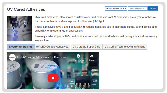 Design-and-Technology-Adhesives-and-Tapes-UV-Cured-Adhesives
